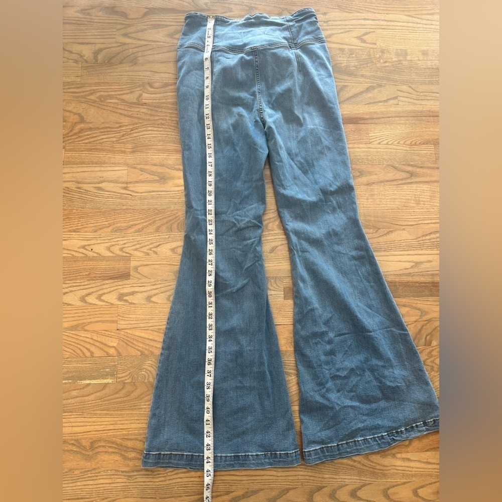 Free People We The Free Denim Crisscross Waist, Flared Bell Bottom Jeans - Picture 7 of 9